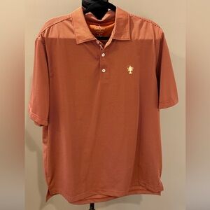 Men’s BOBBY JONES Deep orange stripe performance golf polo- Size XL
